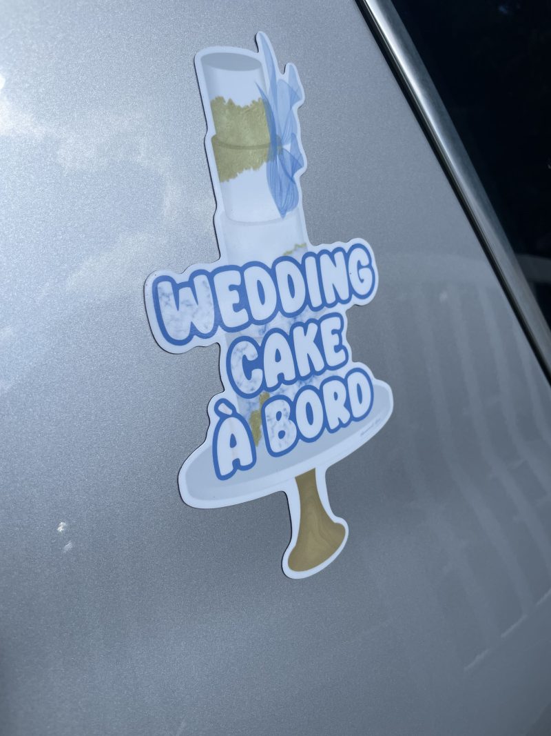 wedding cake à bord sticker magnétique bleu