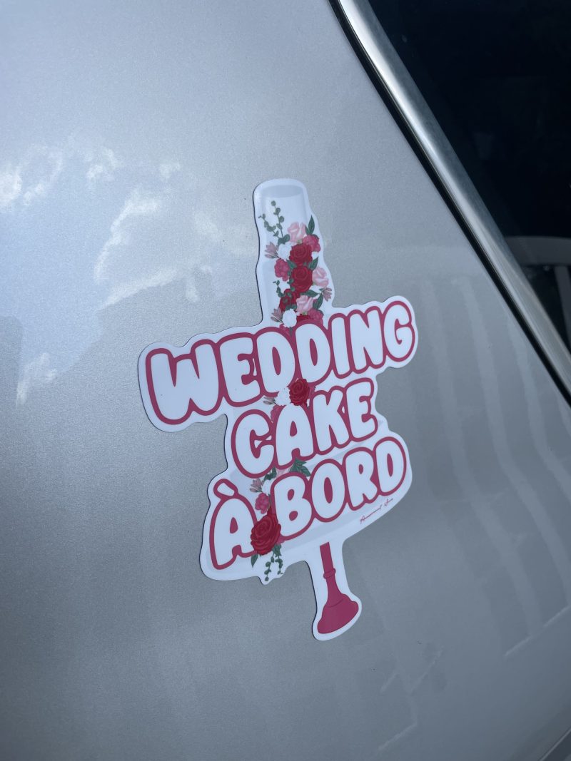 wedding cake à bord sticker magnétique rouge