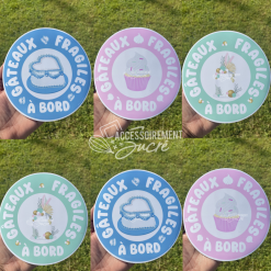 Modèles rond gâteaux fragiles à bord - Stickers Magnétiques