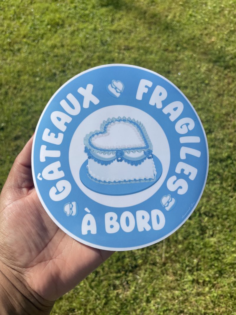 Modèles rond gâteaux fragiles à bord - Stickers Magnétiques - bleu