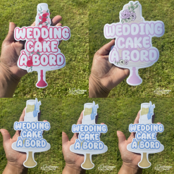 sticker magnétique - modèles wedding cake à bord - rouge, parme, bleu marbré