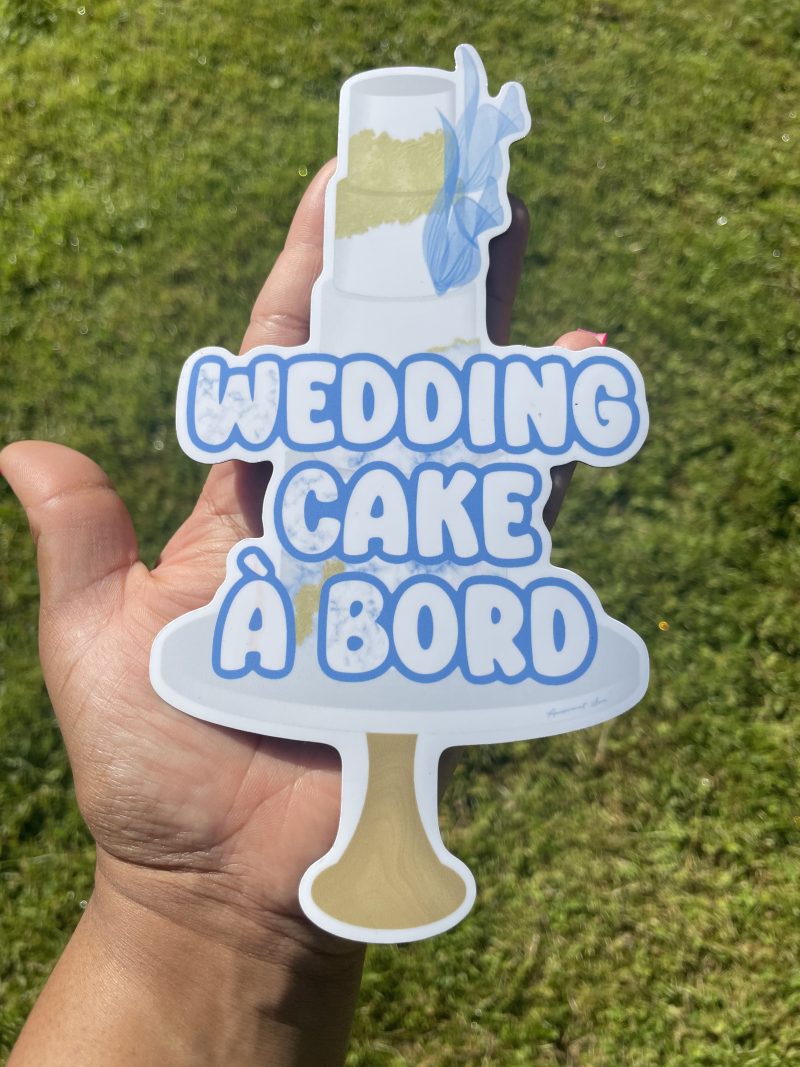 Sticker Magnétique pour voiture - wedding cake à bord - bleu marbré