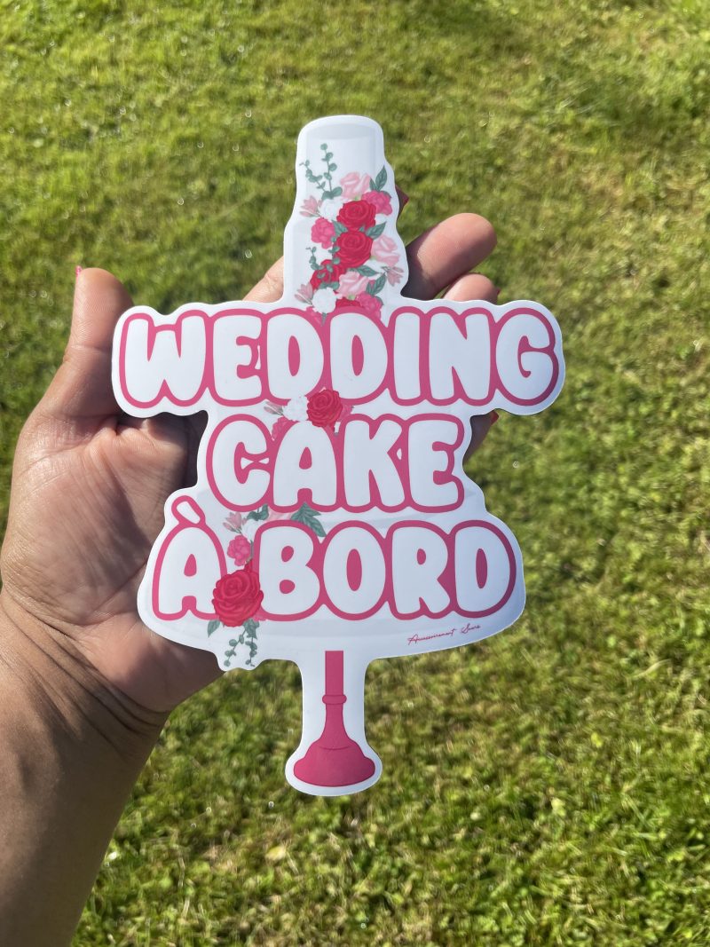 Sticker Magnétique pour voiture - wedding cake à bord - rouge