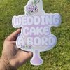 Sticker Magnétique pour voiture - wedding cake à bord - parme et beige