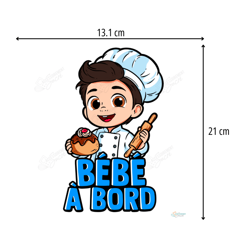 Bébé à bord bleu pâtissier